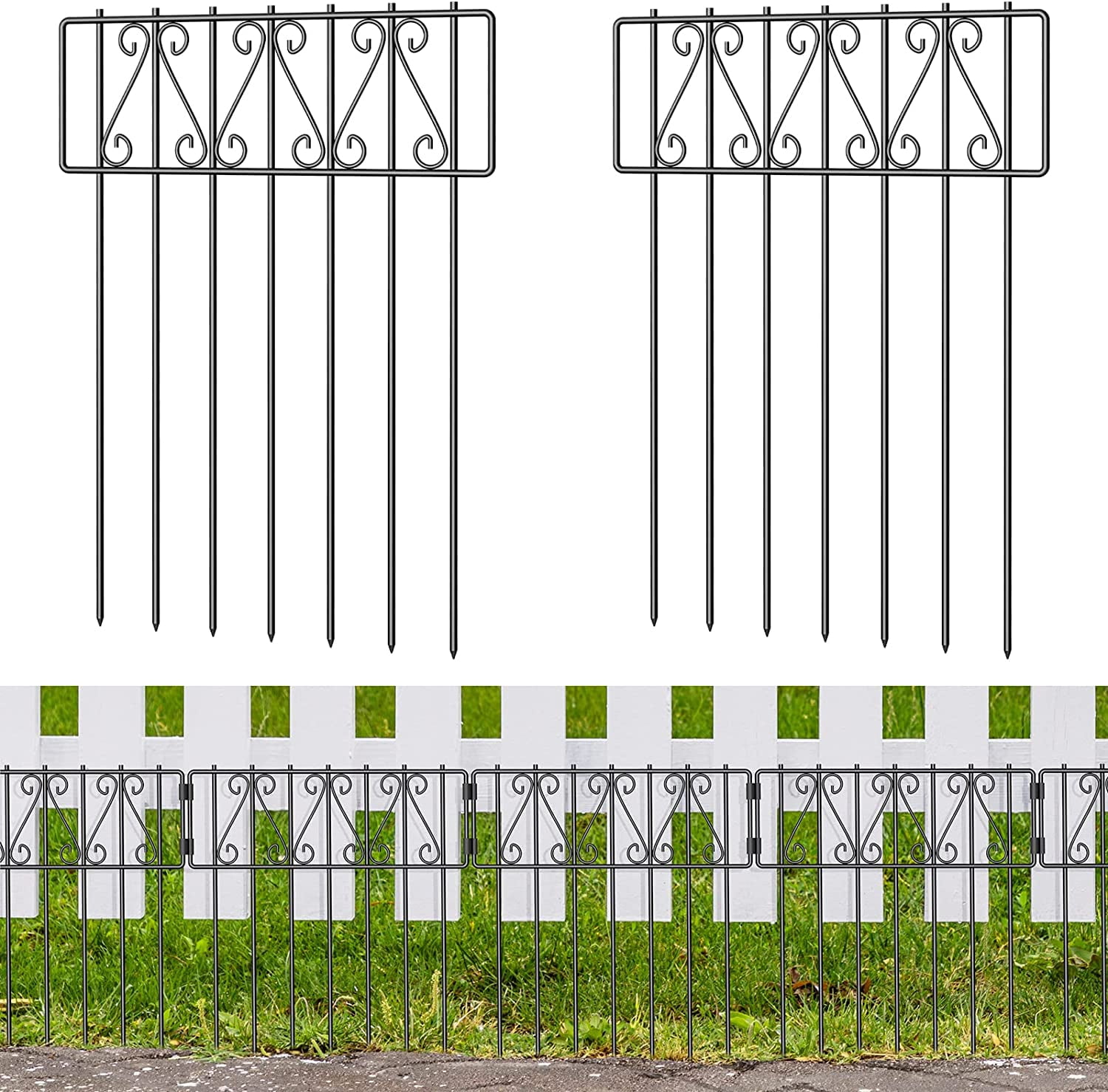 Oumilen 10 pack Animal Barrier Fence, 16.7inch(H) X 10.8 ft (L) Barrier Bottom Fence, Rustproof Metal