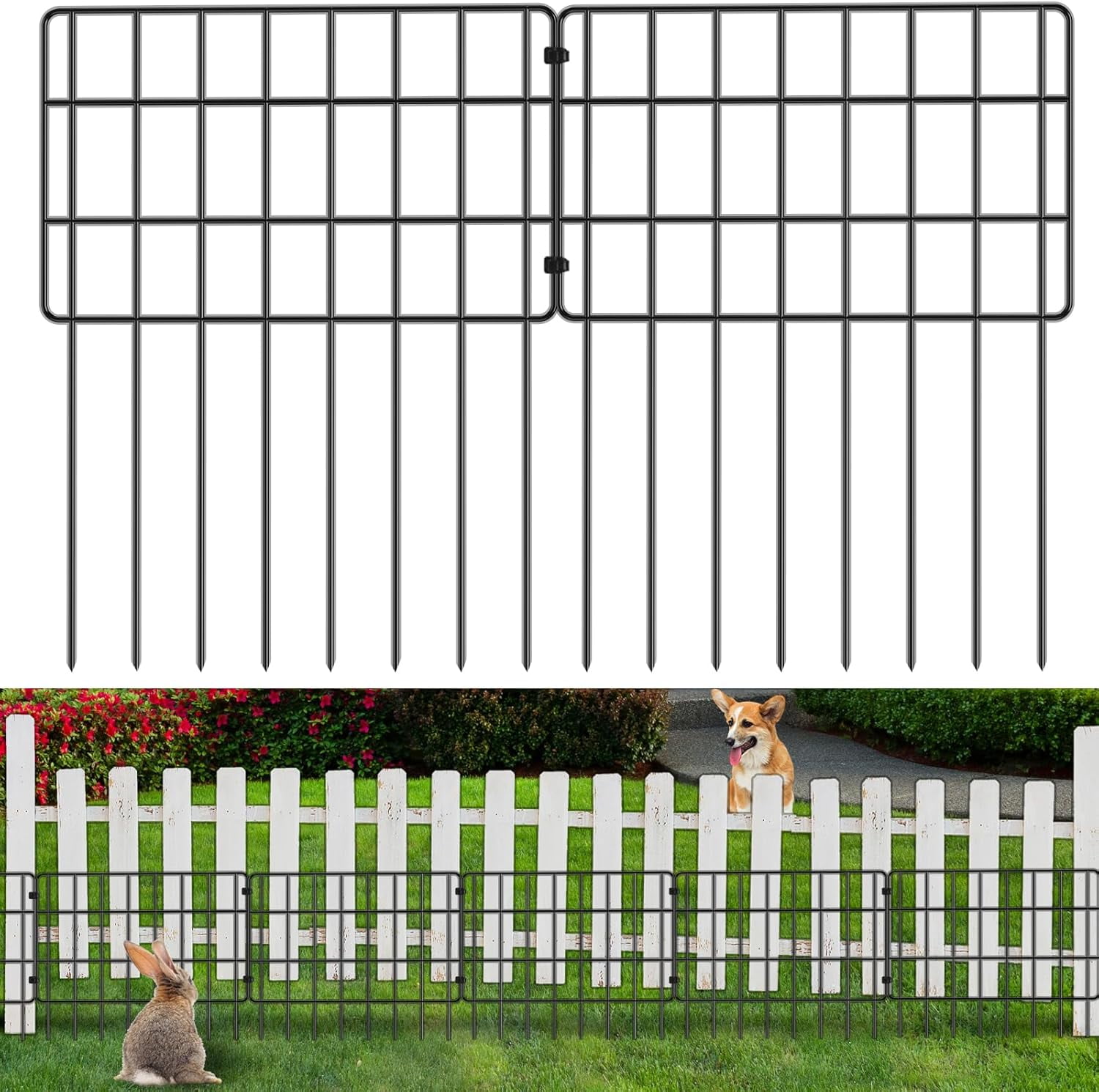 10 Pack Animal Barrier Fence, Metal Garden Fence Animal Barrier for