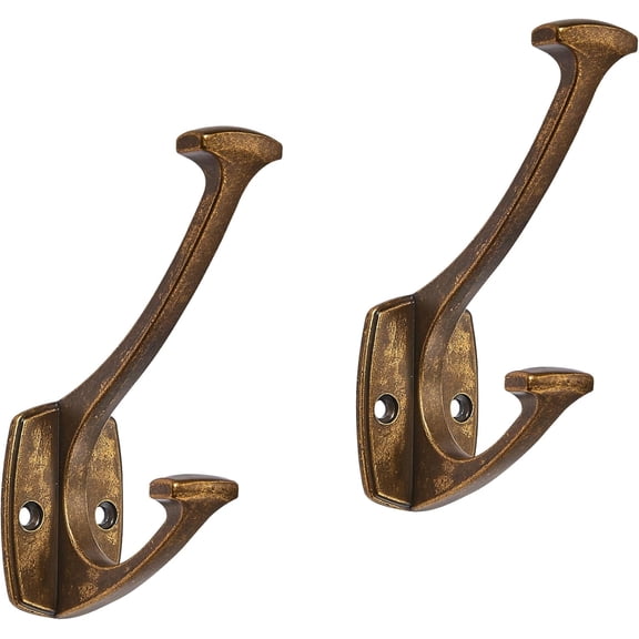 10-Pack Antique Brass Decorative Wall Hooks for Hats, Towels, Backpacks, and Bags
