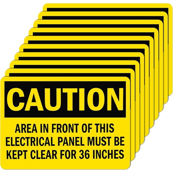 10 Pack Area In Front Of Electrical Panel Must Be Kept Clear For 36 Inches Sticker - 5" x 7" Vinyl Self Adhesive Electrical Panel Labels Sign for Factory Warehouse Laboratory