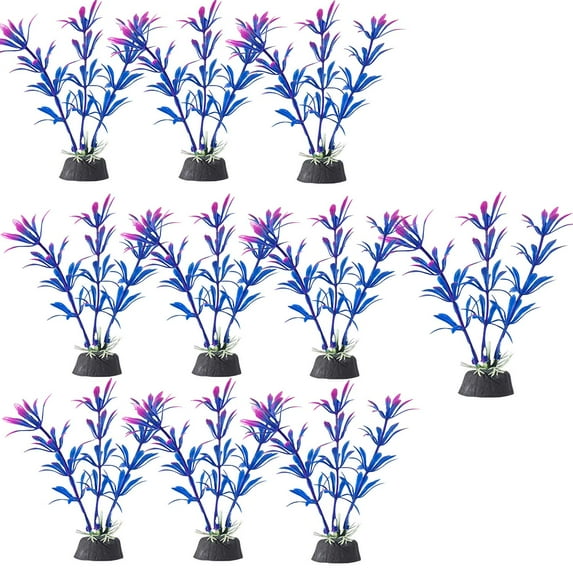 10-Pack Artificial Aquatic Plants - Plastic Aquarium Decorations with 4 Styles & 5 Color Options (4.5 Inches Height)