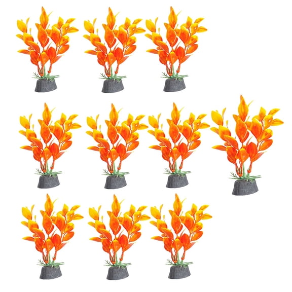 10-Pack Artificial Aquatic Plants - Plastic Aquarium Decorations with 4 Styles & 5 Color Options (4.5 Inches Height)