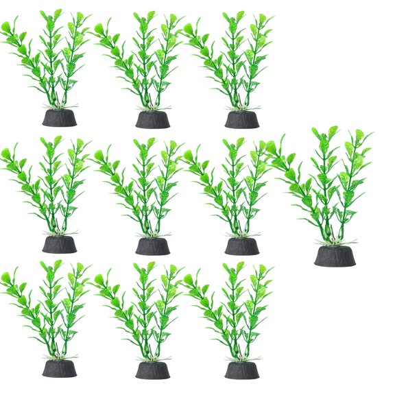 10-Pack Artificial Aquatic Plants - Plastic Aquarium Decorations with 4 Styles & 5 Color Options (4.5 Inches Height)
