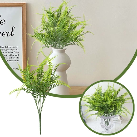 10 Pack Artificial Ferns Shrubs, Boston Fern Leaves Greenery Stems, UV Resistant for Indoor Outdoor Home Garden, Wedding Bouquet, Table Centerpieces & Planter Filler DIY Decor
