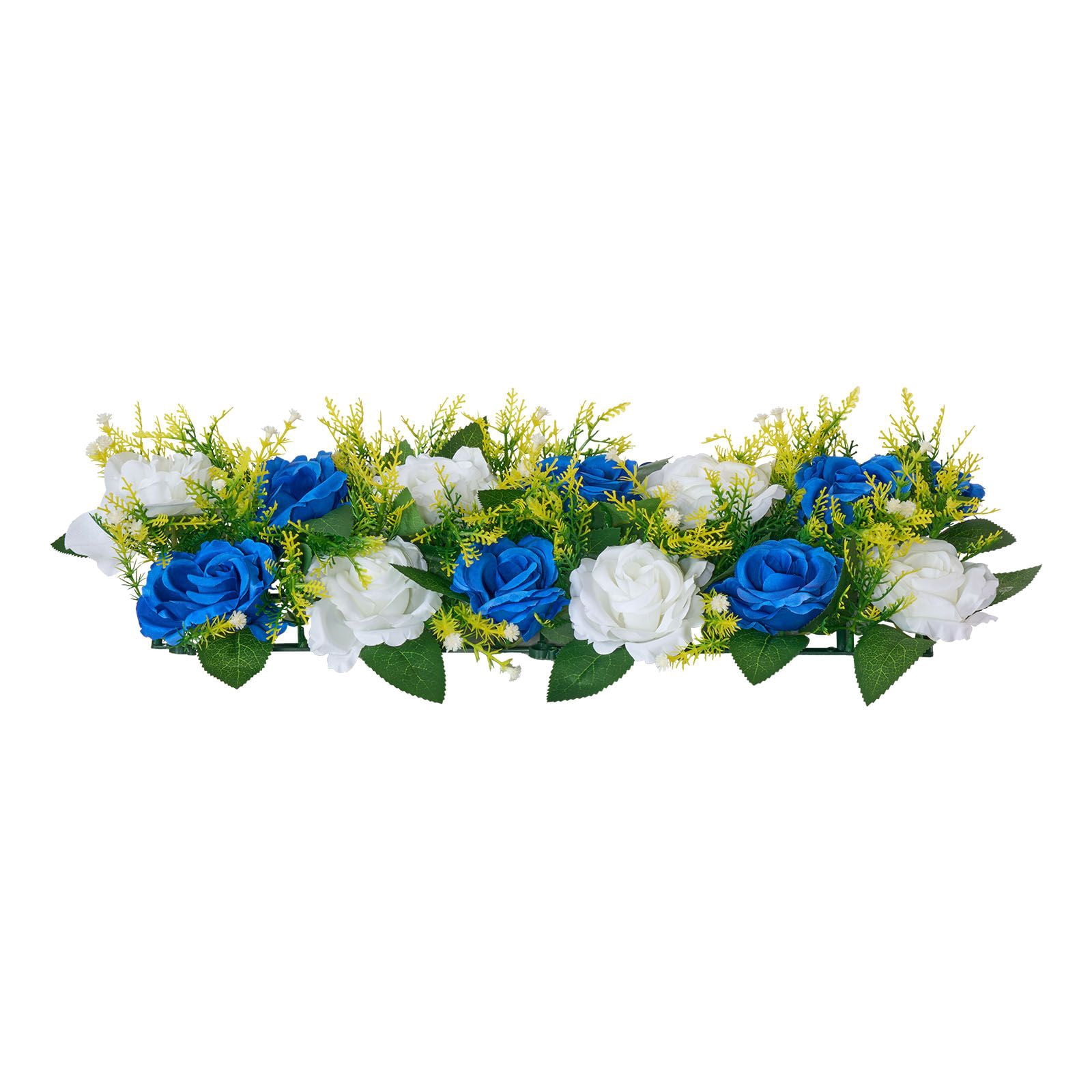 10-Pack Artificial Floral Centerpieces 19.7x8.7x4.7 Inch, Blue & White Roses, for Wedding Party Table Decor