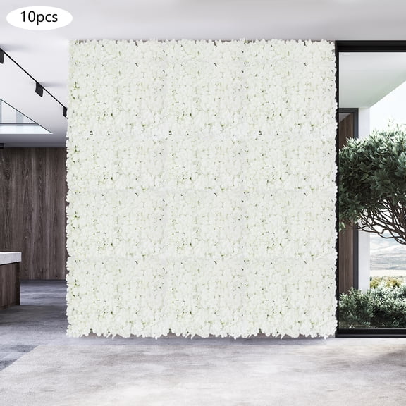 10 Pack Artificial Flower Wall Panels 16"x24", White Silk Rose Floral Backdrop for Wedding Party Baby Shower Photography Decor, Faux Flower Wall with Dense Bloom Layout