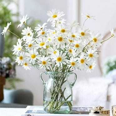 10 Pack Artificial Flowers, Silk Daisy, Artificial Gerbera Daisy for Home Decoration, Artificial Daisy for Wedding Decoration, White
