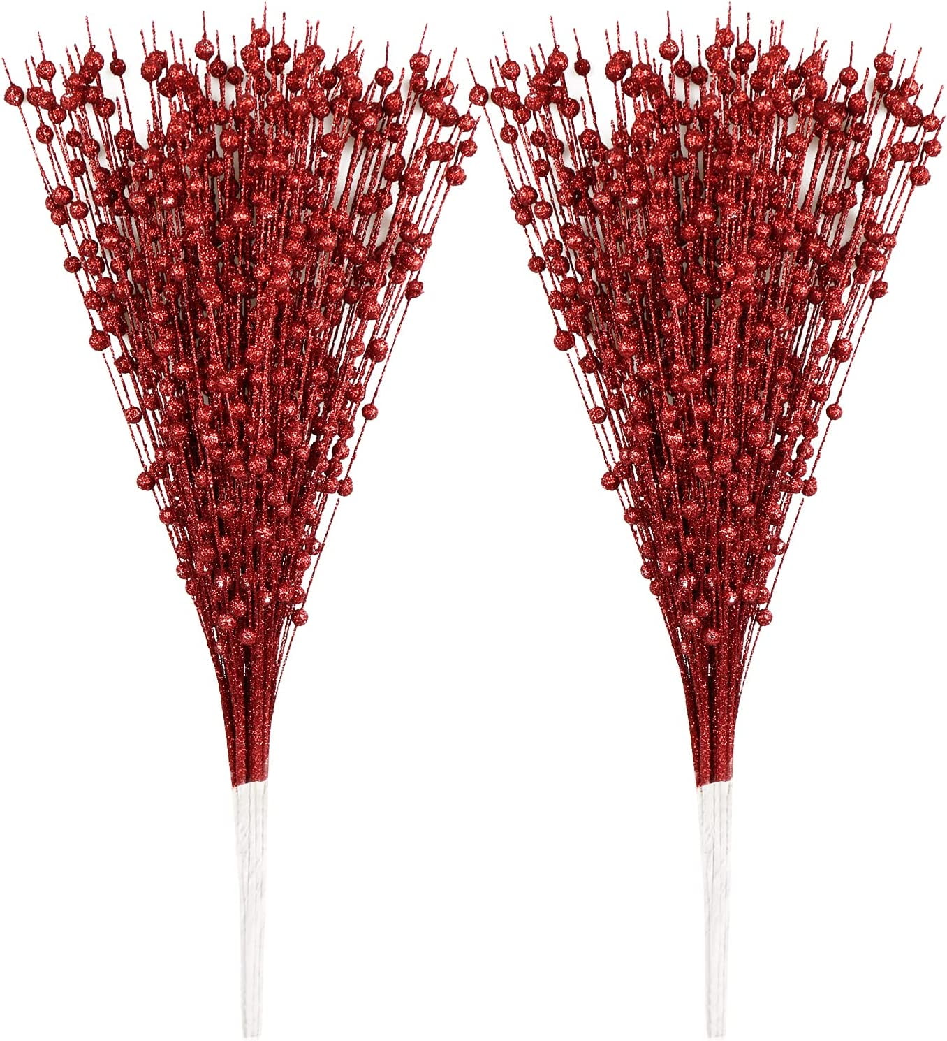 10 Pack Artificial Glitter Berry Stem Ornaments 15.7in Decorative