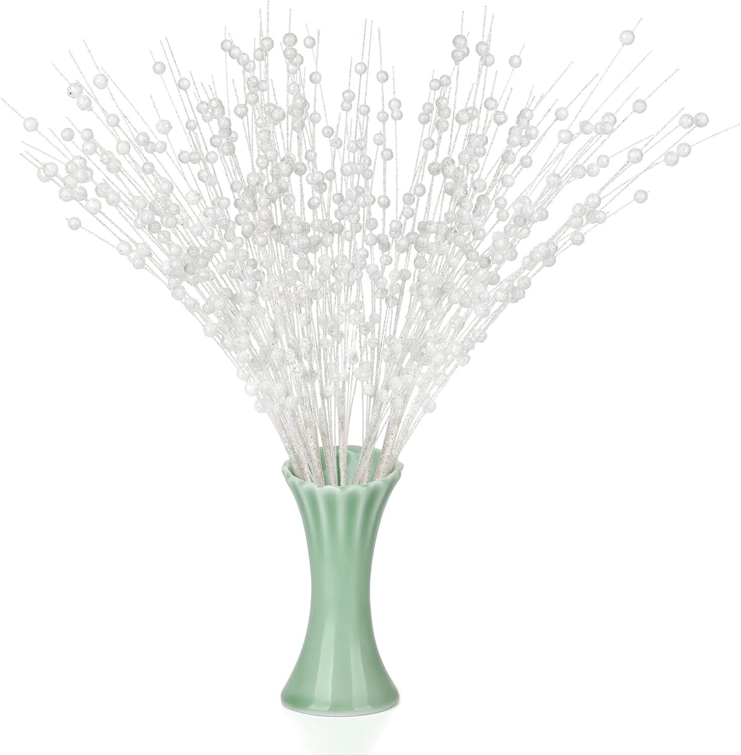 10 Pack Artificial Glitter Berry Stem Ornaments, 20 Inches Christmas