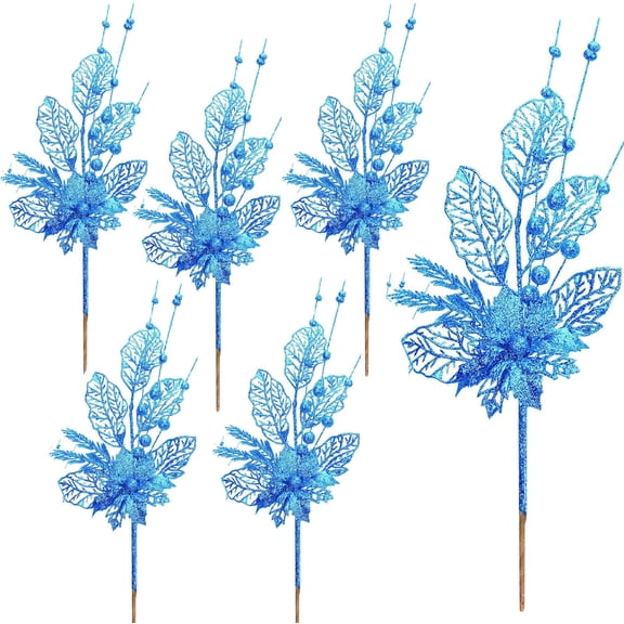 10 Pack Artificial Glitter Berry Stem Ornaments,Bexikou 16.5inch Christmas Tree Picks,Decorative Branches Twigs Sprigs Sticks for Christmas Tree, Small Vase, Holiday, Wedding, Party