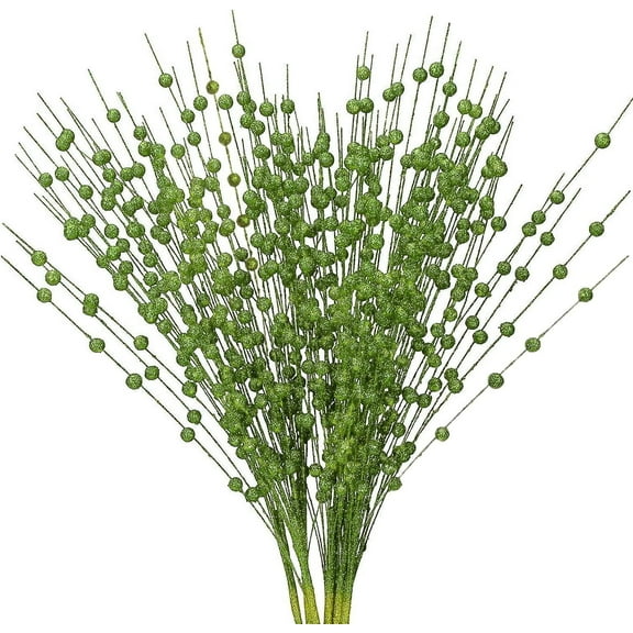 10 Pack Artificial Green Berry Stems Branches, Fake Berry Picks Faux Holly Berries for Christmas Tree Xmas Wreath Decorations Floral Arrangements,Holiday Home Crafts Decor