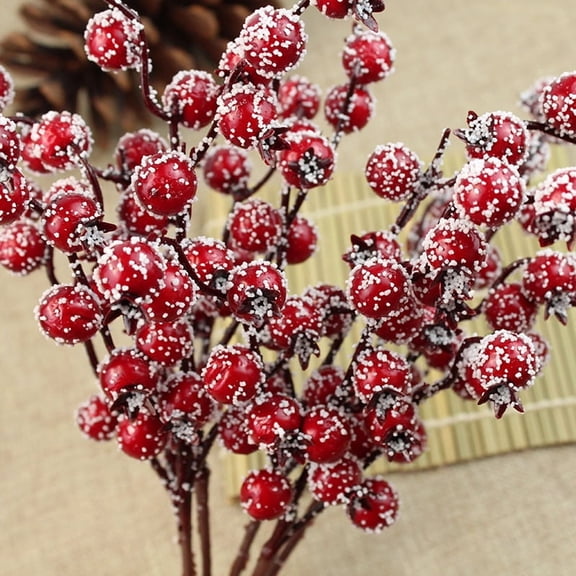 10 Pack Artificial Red Berry Stems Holly Christmas Berries for Festival Holiday Crafts and Home Decor, Red Berry Floral Christmas Tree Decorations