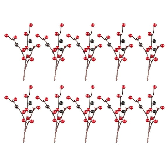 10 Pack Artificial Red Berry Stems with Ice Snow, 10.2 Inch Long Pomegranate Berry Picks for Christmas Crafts, Wedding Decor, Wreath Making, Garland, and Festive Centerpieces