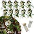 10-Pack Artificial White Rose & Eucalyptus Wedding Pew Bouquets with ...