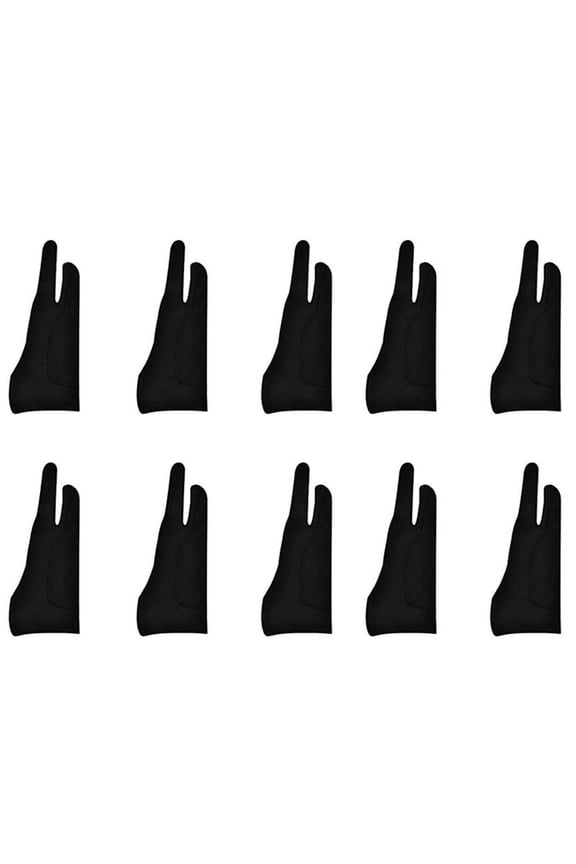 10 Pack Artist Gloves for Tablet Digital Drawing Glove Two Fingers Thicken Palm Rejection Glove for Graphics Pad (S),10 x Artist Glove,Black