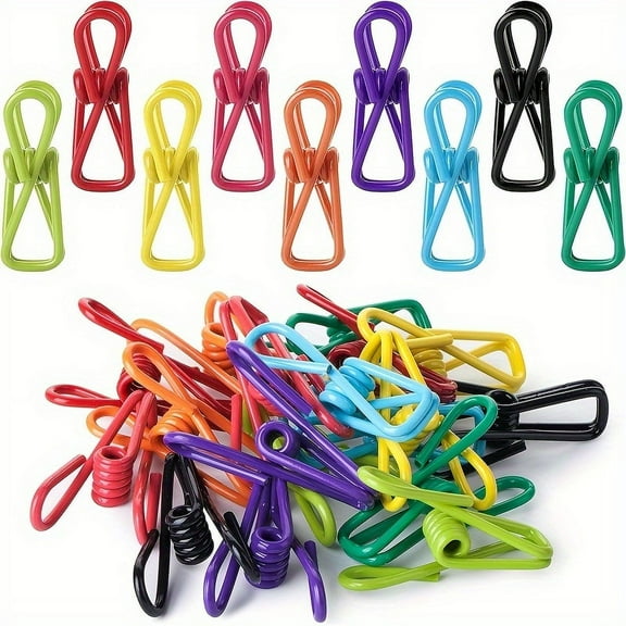 10-Pack Colorful Utility Clips – 2-Inch PVC-Coated Multipurpose Bag Sealers, Paper Clips, Laundry Holders & Household Organization Tools