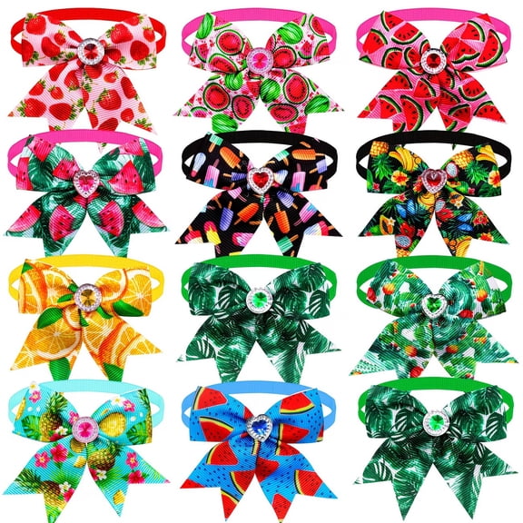 10-Pack Assorted Rhinestone Bow Ties for Dogs and Cats - Summer Cooling Accessories