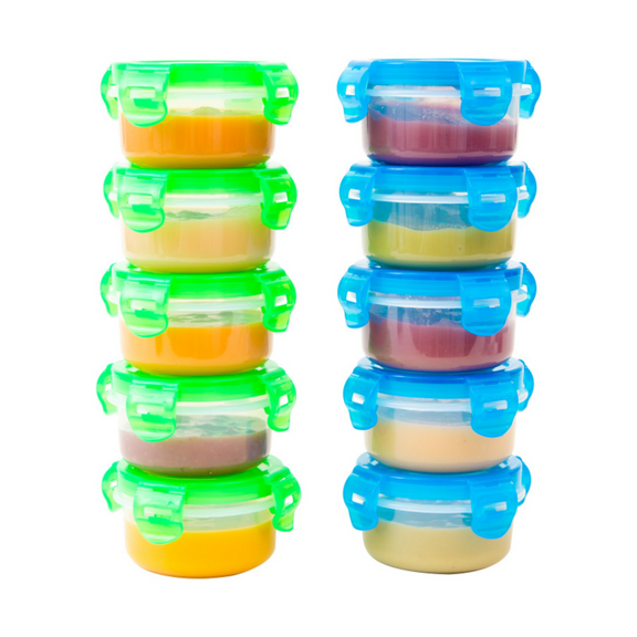 10-Pack Baby Food Storage Freezer Containers - 5 Blue and 5 Green - Microwave and Leakproof Food Containers - Local Pickup