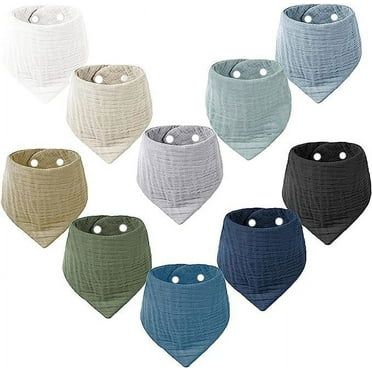 10 Pack Baby Muslin Bibs,Muslin Bandana Bibs for Baby Boys Girls,Soft Absorbent Bibs for Drooling Teething