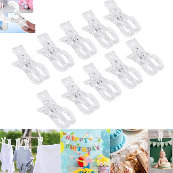 10 Pack Balloon Arch Clips – 3.5'' Clear Plastic Clips for Balloon Arch Backdrop, Heavy Duty Balloon Clamps for Arch, Spring Clamps for Birthday Party Decorations, Wedding, Crafts