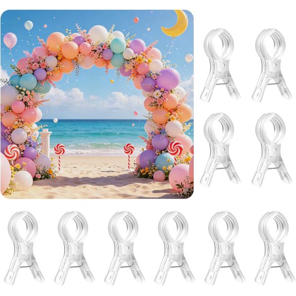10 Pack Balloon Arch Clips, 3.5'' Clear Spring Clamps for Backdrop, Heavy Duty Plastic Clips for Birthday Wedding Party Decor Photography Studios