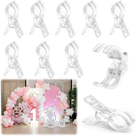 10 Pack Balloon Arch Clips,Large Clear Backdrop Clips with Serrated & Metal Spring,3.5''Clamps for Balloon Arch, Backdrop Clamps for Birthday Wedding Decor,Towel Holder,Craft Supplies