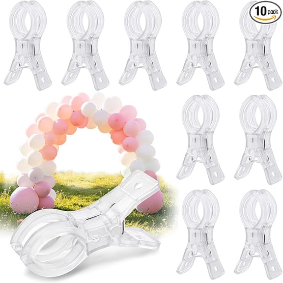 10 Pack Balloon Arch Clips, Large Clear Spring Clamps for Backdrop, 3.5'' Plastic Clips Supplies for Birthday Decoration Accessories Beach Towels Crafts Swimming Pool Photography Studios