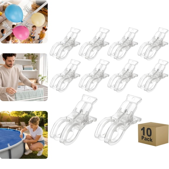 10 Pack Balloon Arch Clips, Large Clear Spring Clamps for Backdrop, 3.5'' Plastic Clips Supplies for Birthday Decoration Accessories Beach Towels Crafts Swimming Pool Photography Studios