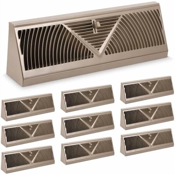 10 Pack Baseboard Register Vent 15 Inch Duct Opening Size Vent Covers for Home Floor Diffuser Wall Corner Brown Baseboard Air Covers, Smooth Air Adjust Lever, Heavy Duty Steel, Easy Install