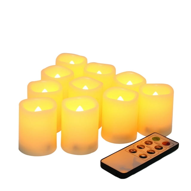 10 Pack Battery Operated Flameless LED Votive Candles with Realistic