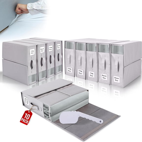 10 Pack Bed Sheet Organizers and Storage with 1 Bed Sheet