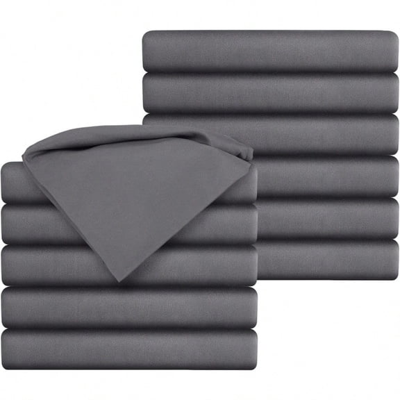 10 Pack Bedding Twin Fitted Sheets Bulk Fitted Twin Size Bottom Sheets 38'' x 75'' Fits Mattres up to 12 Deep Gray