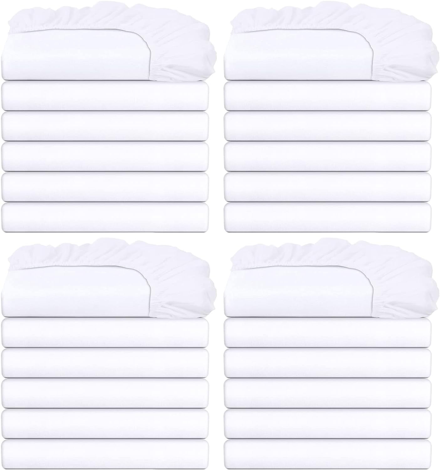 10 Pack Bedding Twin Fitted Sheets Bulk Polyester Fitted Bed Twin Size Sheet 38'' x 75'' Single