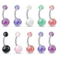 thumbnail image 1 of 10 Pack Belly Button rings Naval rings 14G Shaft fit most belly piercings, 1 of 8