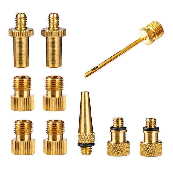 10-Pack Bike Pump Adapter Set for Standard Valves - Durable Copper Nozzles, Easy to Use