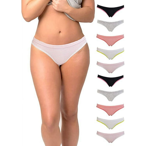 10 Pack Bikini Hipster and Boyshorts Variety - Assorted Colors and Patterns - S