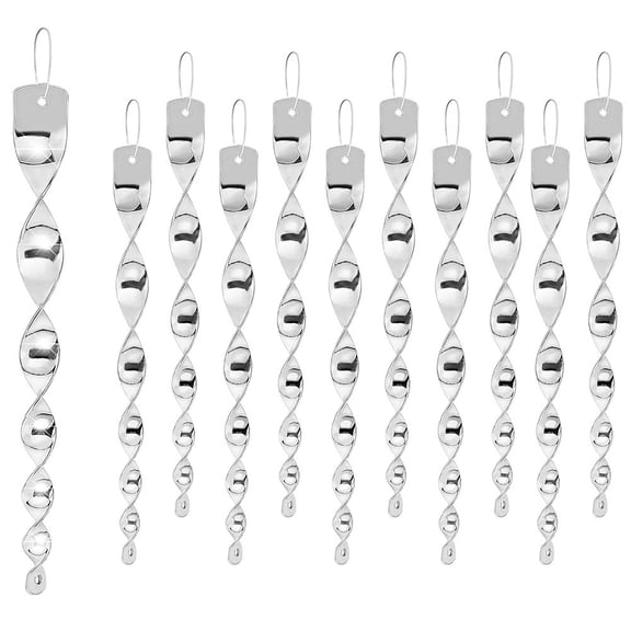 10 Pack Bird Deterrents for Outside, Bird Repellent Hanging Silver Plastic Reflectors Scare Rods, Garden Decorative Reflective Scare Birds Away.