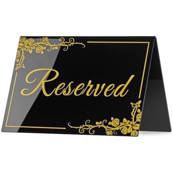 10 Pack Black Acrylic Reserved Table Signs 6" x 4" Double Sided Reserve Seating Tent Cards for Wedding, Reception, Restaurant, Ceremony, Events