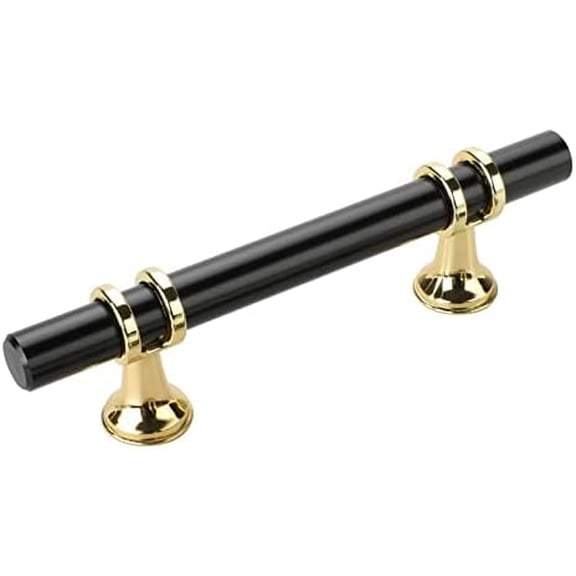 10 Pack Black Cabinet Pulls, Black Gold Cabinet Handles, Barrel Kitchen Drawer Handles Kitchen Hardware Pulls, 3 inch Hole to Hole Center Dresser Knobs