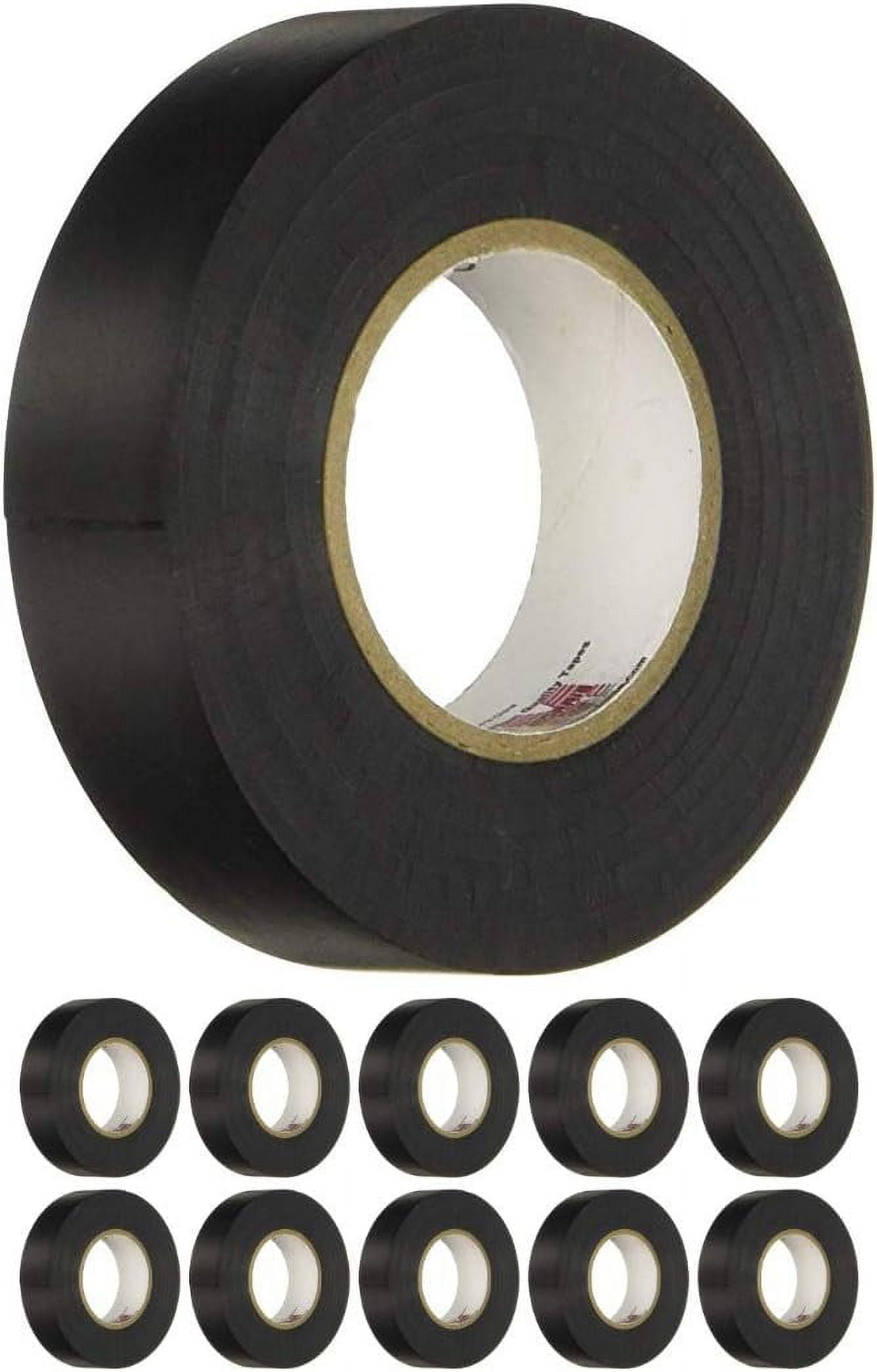 10 Pack Black Electrical Tape, Large Rolls, Each 3/4Inch Wide and Full