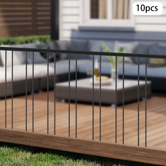 10-Pack Black Iron Stair Balusters 44in Cut-to-Size Square Staircase Spindles with 0.5in Tube Diameter