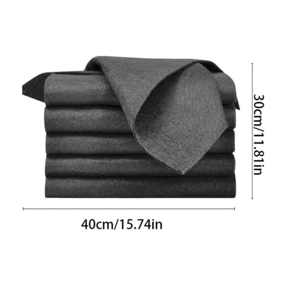 10-Pack Black Padded Glass Cleaning Cloths, Ultra Absorbent Waterless Microfiber Cloths for Streak-Free Cleaning on Windows, Mirrors, and Auto Glass, Reusable Lazy Fiber Cloths 16"X12"