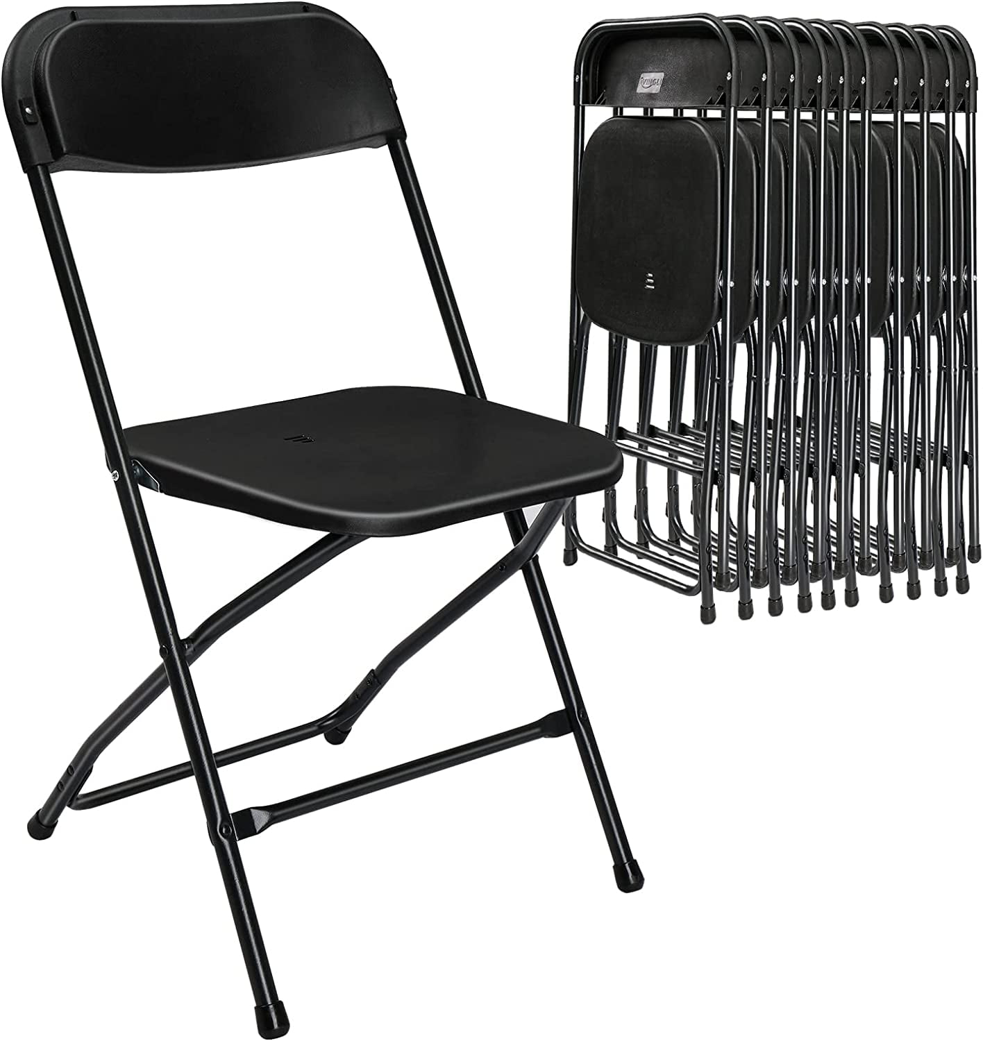 Black Steel Frame Folding Chairs Set of 10