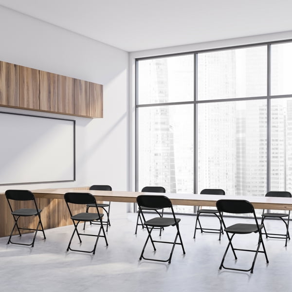 10-Pack Black Plastic Folding Chairs - Stackable, Commercial-Grade, Indoor/Outdoor Seating for Parties, Weddings & Events