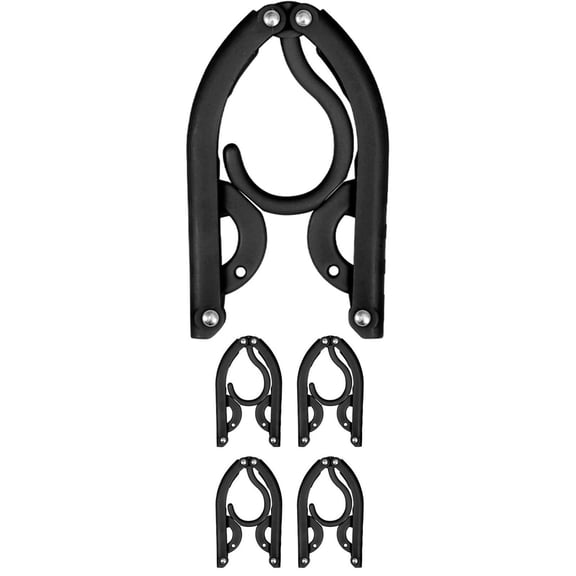 10 Pack Black Portable Foldable Travel Clothes Hangers, Space Saving Garment Holders for Suitcase RV Camping Overseas Vacation