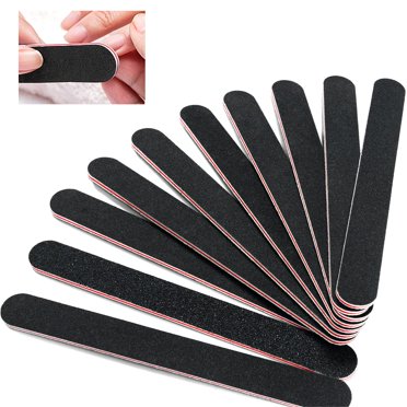 20 Pack Black Professional Nail Files – 100/180 Grit Reusable Emery Boards By LNAUJS