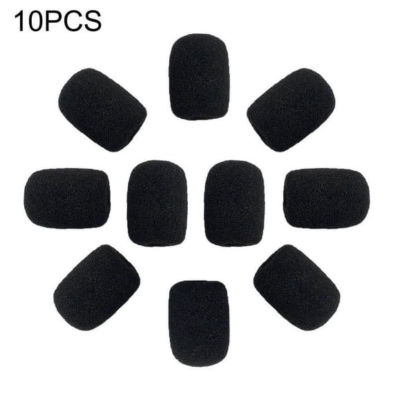 10 Pack Black Replacement Microphone Sponge Wind Windscreen Foam Cover Most Headset Microphone.