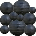 thumbnail image 1 of 10 Pack Black Round Paper Lanterns, Asian Style Hanging Decor for Party, Wedding, Home, 1 of 6