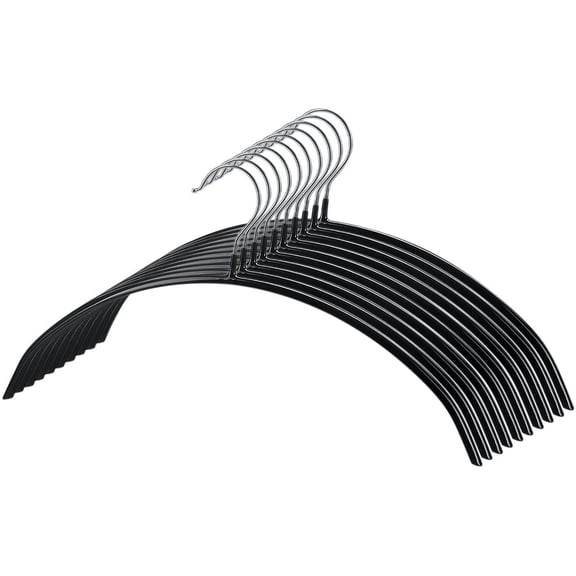 10 Pack Black Super Grippy Slip-Reducing Contour Shirt Hangers, Sweater Hangers, Dimple & Crease Free Hanger Solution - Black