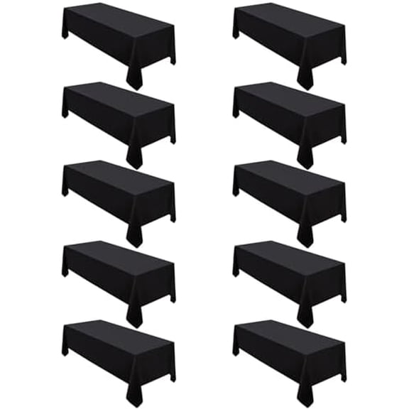 10 Pack Black Tablecloth 60 x 102-inch Rectangular Polyester Table Cloth for Weddings, Banquets, or Restaurants